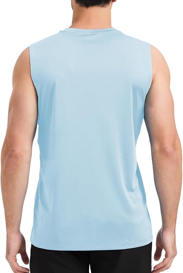 Men's Sleeveless UPF 50+ Swim Shirts Quick Dry Workout Tank Top UV Protection Running Gym Muscle T Shirts