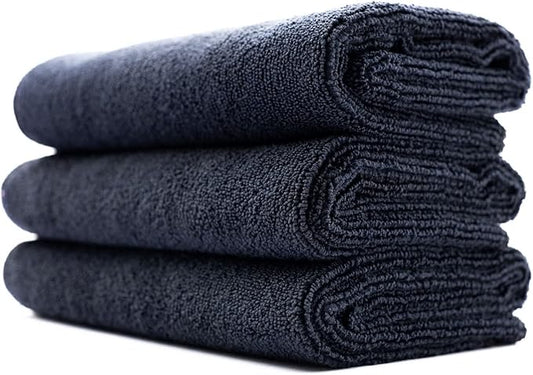 The Rag Company - Sport & Workout Towel - Gym, Exercise, Fitness, Spa, Ultra Soft, Super Absorbent, Fast Drying Premium Microfiber, 320gsm, 16in x 27in, Midnight (3-Pack)