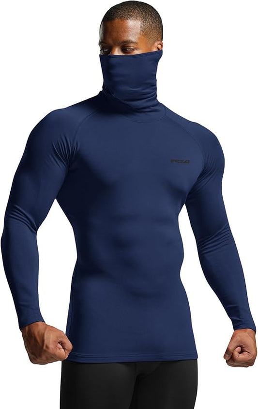 TSLA Men's Thermal Long Sleeve Compression Shirts, Mock/Turtleneck Winter Sports Running Base Layer Top