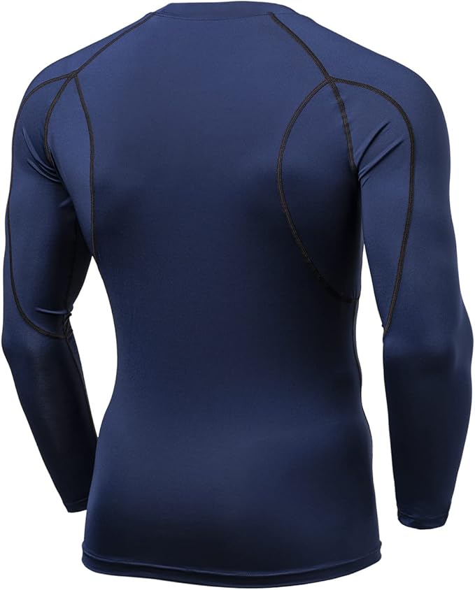 TSLA Men's UPF 50+ Compression Shirts, Cool Dry Long Sleeve Athletic Tops, Sports Baselayer Workout Shirt