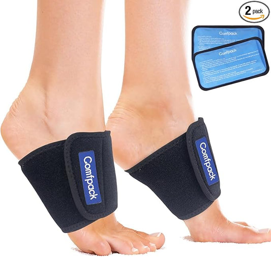 Cold Therapy Wrap with 2 Packs for Pain Relief, Reusable Gel Ice Packs for Foot Plantar, Wrist, Ankle, Great for Sprains, Muscle Pain, Bruises, Injuries