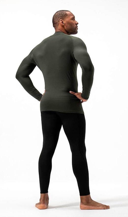 DEVOPS 2 Pack Men's Thermal Turtle Mock Neck Shirts, Compression Long Sleeve Tops and Hoodies