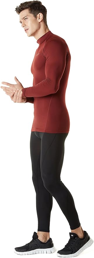 TSLA Men's Thermal Long Sleeve Compression Shirts, Mock/Turtleneck Winter Sports Running Base Layer Top