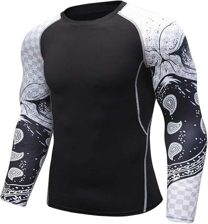 Men's Soft Fit Long Sleeve Workout Rashguard Cool Dry Compression Fitness Shirt