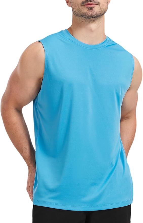 Men's Sleeveless UPF 50+ Swim Shirts Quick Dry Workout Tank Top UV Protection Running Gym Muscle T Shirts