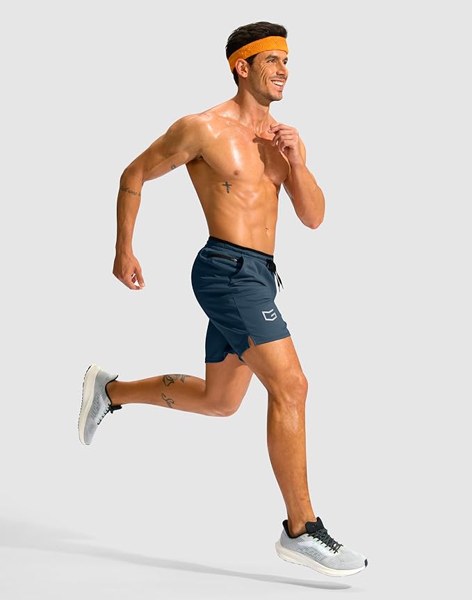 G Gradual Men's Running Athletic Shorts with Zipper Pocket 5"/ 7" Lightweight Quick Dry Gym Workout Shorts for Tennis Active