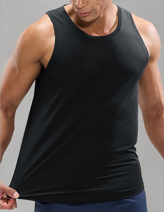 MIER Men's Tank Tops Workout Sleeveless Tee Shirts Muscle Athletic Gym Running Beach Tanks for Men, Quick Dry