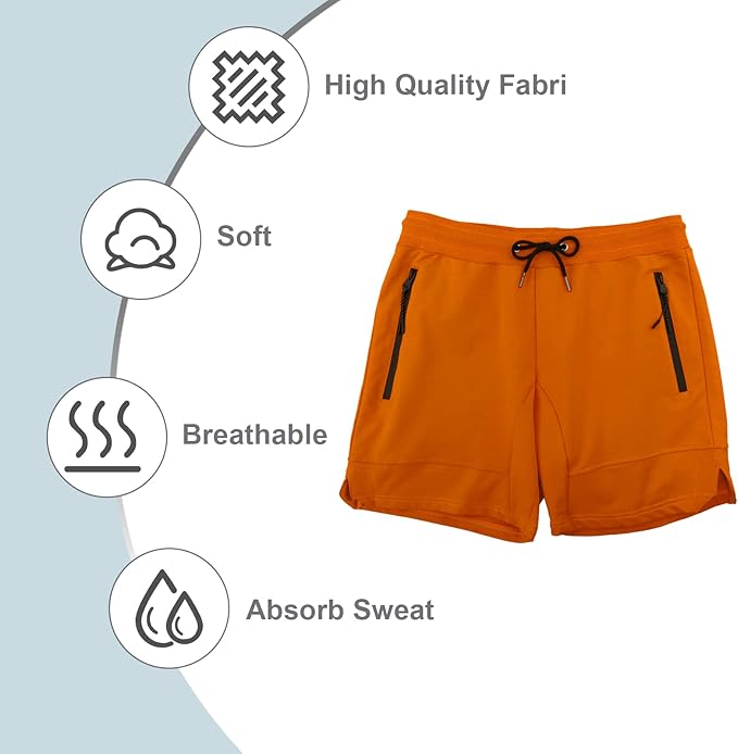 PIDOGYM Men's 5" Gym Workout Shorts,Fitted Jogging Short Pants for Bodybuilding Running Training with Zipper Pockets