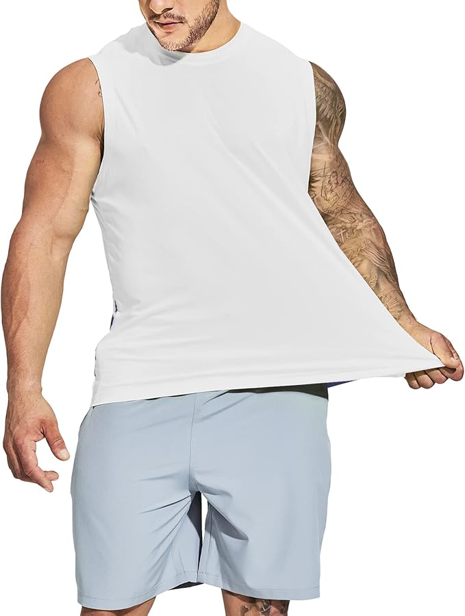 MIER Men's Workout Tank Tops UPF 50+ Swim Shirts Quick Dry Running Sleeveless UV Protection Muscle Tees