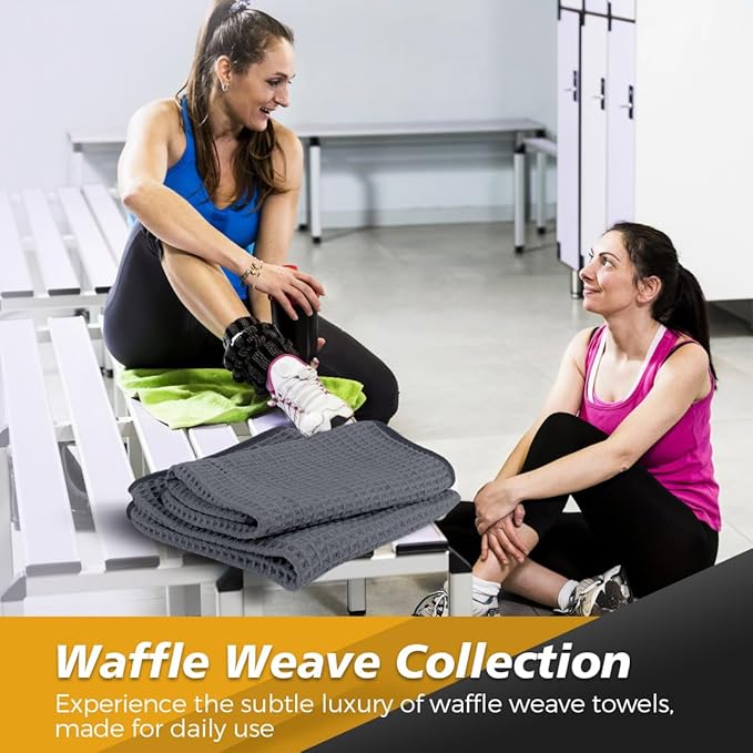 HOMEXCEL 4 Pack Microfiber Gym Towels Grey Fitness Towels Ultra Soft, Highly Absorbent and Quick Dry Towel for Gym, Shower, Hotel, Spa 15 x 25 Inch