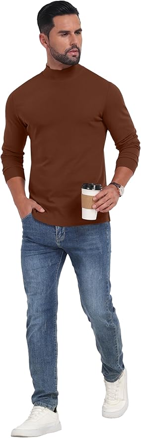 Sailwind Men's Mock Turtleneck Long Sleeve Shirt Cotton Basic Thermal Undershirt Lightweight Pullover