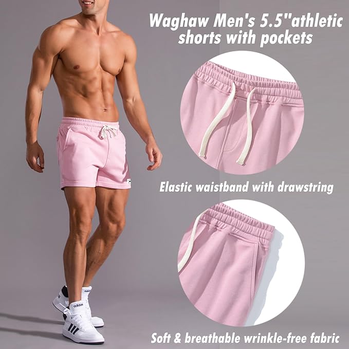 Mens 5 Inch/7 Inch Cotton Shorts Mens Sweat Athletic Shorts for Men Gym Worket Shorts with Pockets
