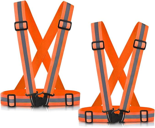 Reflective Vest Running Gear, 2Pack High Visible Safety VES for Cycling Jogging Running Walking, Adjustable for Men Women Kids