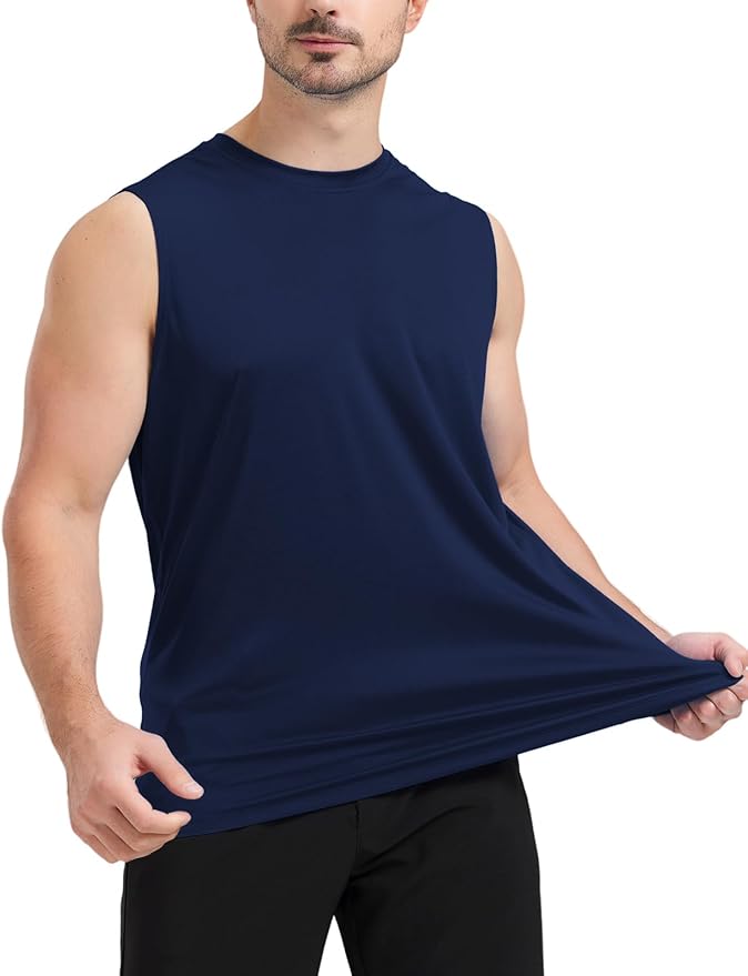 Men's Sleeveless UPF 50+ Swim Shirts Quick Dry Workout Tank Top UV Protection Running Gym Muscle T Shirts