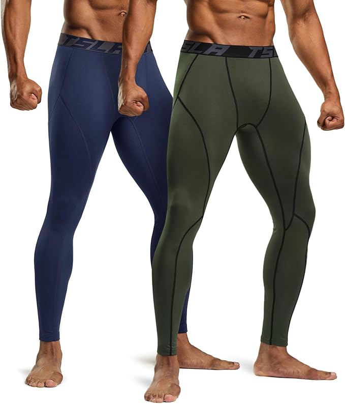 TSLA Men's Thermal Compression Pants, Athletic Sports Leggings & Running Tights, Wintergear Base Layer Bottoms