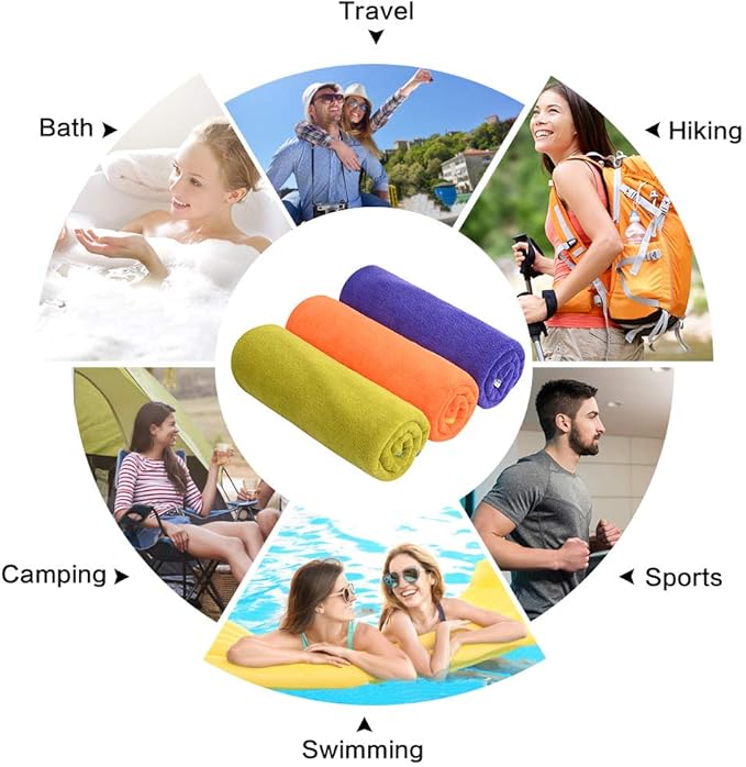 SINLAND Microfiber Gym Towels Sports Fitness Workout Sweat Towel Super Soft and Absorbent 3 Pack 16 Inch X 32 Inch