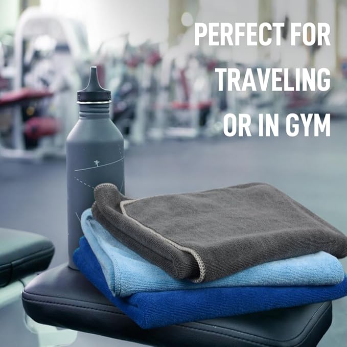 SINLAND Microfiber Gym Towels Sports Fitness Workout Sweat Towel Super Soft and Absorbent 3 Pack 16 Inch X 32 Inch