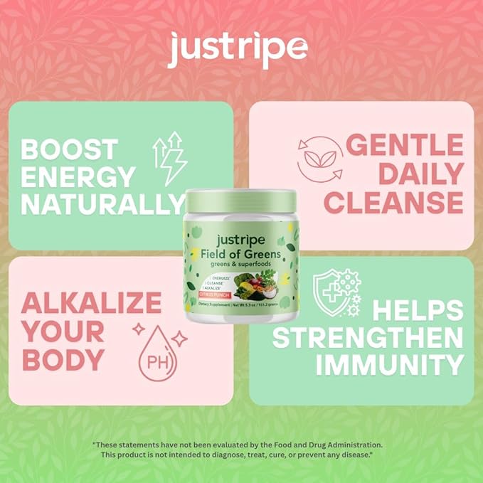 Field of Greens Superfood Powder with Organic Spirulina, Chlorella, Beet Root Powder - Bacillus Coagulans Probiotic, A Plant-Based Mix Supporting Gut Health, Immunity, Bloom into Health, 28 Scoops (1)