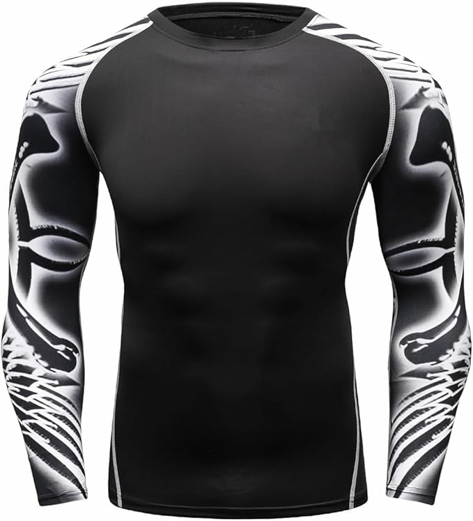 Men's Soft Slim Long Sleeve Dry-Fit Compression Gym Trainning Shirt