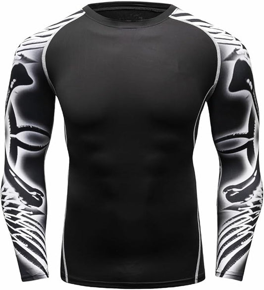 Men's Soft Slim Long Sleeve Dry-Fit Compression Gym Trainning Shirt