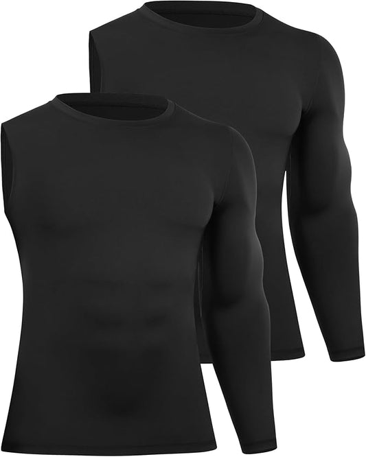 Runhit Men's Basketball One Arm Compression Shirts Long Sleeve 1/2 Single Arm Athletic Undershirt Workout Base Layer Top