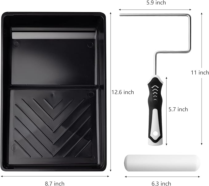 Mister Rui Paint Roller Kit, 9 Pack 6 Inch High Density Foam Paint Roller, Paint Tray with Liner, Mini Paint Rollers for Painting Walls, Small Paint Roller Tray Set