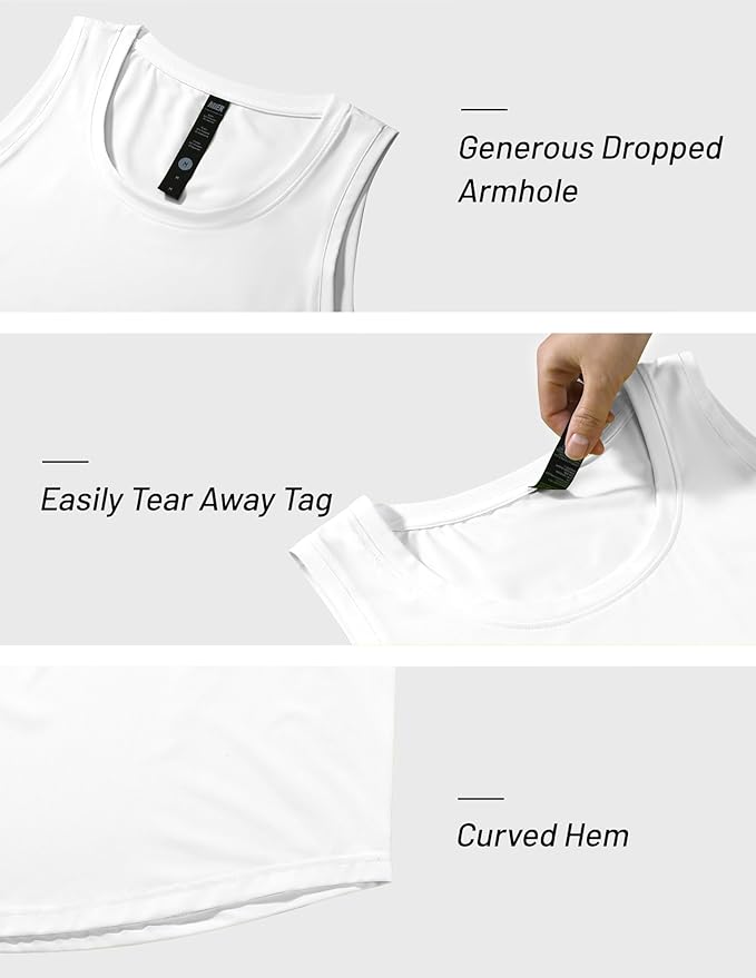 MIER Men's Tank Tops Workout Sleeveless Tee Shirts Muscle Athletic Gym Running Beach Tanks for Men, Quick Dry
