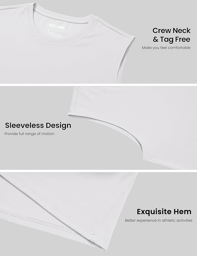 MAGCOMSEN 2 Pack Men's UPF 80+ Tank Tops Quick Dry Workout Gym Sleeveless Muscle Shirts Cooling Summer Beach Swim Shirt