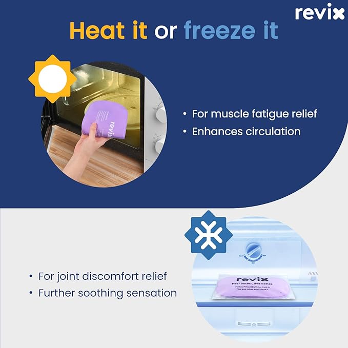 REVIX 2-Pack Gel Ice Packs Reusable with Soft Cover, 10"x 5" Multi-Use Cold Packs for Injuries, Hot Cold Gel Packs for Elbow, Neck, Back, Shoulders, Ankles, Purple
