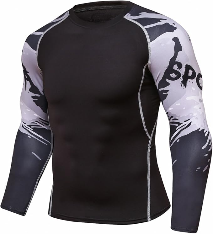 Men's Soft Slim Long Sleeve Dry-Fit Compression Gym Trainning Shirt