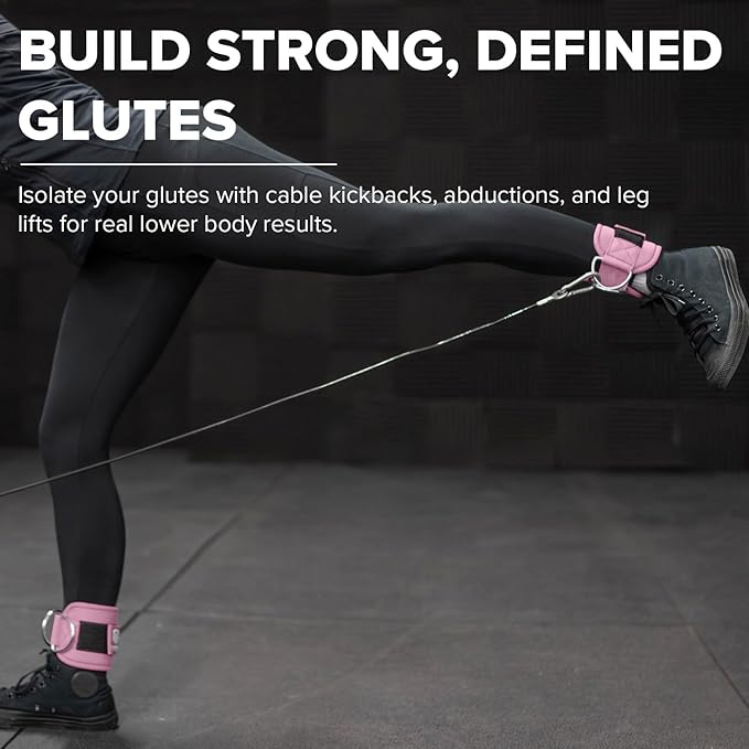 Women's Ankle Strap for Cable Machines & Resistance Bands: Gym & Home Workout Cuff Attachment for Leg Extensions, Kickbacks, Hip Abductors - Booty Exercises