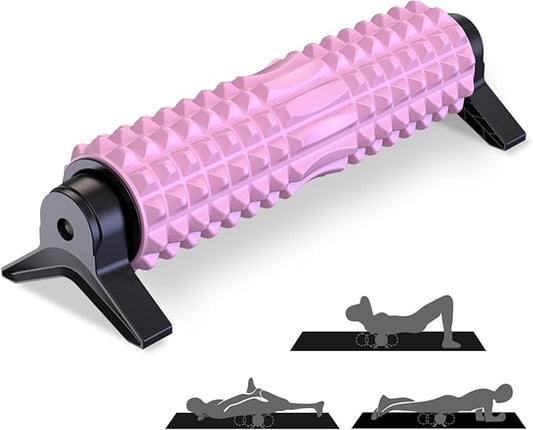 Trigger Point Foam Roller with Stand, 21 Inch Medium Density Foam Roller Long Back Roller Exercise Foam Roller for Physical Therapy, Muscles Deep Tissue, Pilates, Back Pain and Muscle Recovery (Pink)