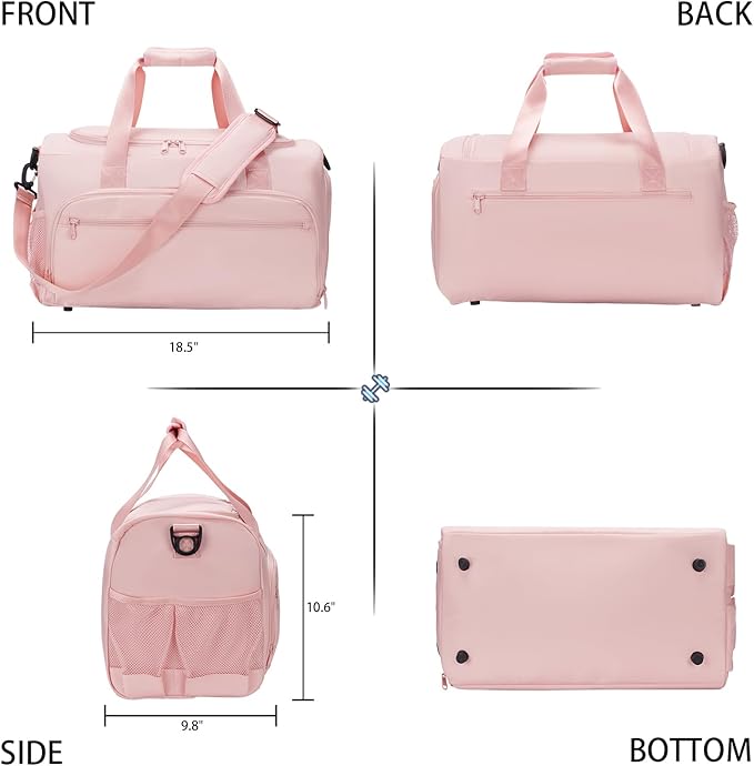 Gym Bag for Men Women, Small Fitness Workout Sports Bag with Wet Pocket & Shoes Compartment, Water Resistant Overnight Weekender Duffel Bag