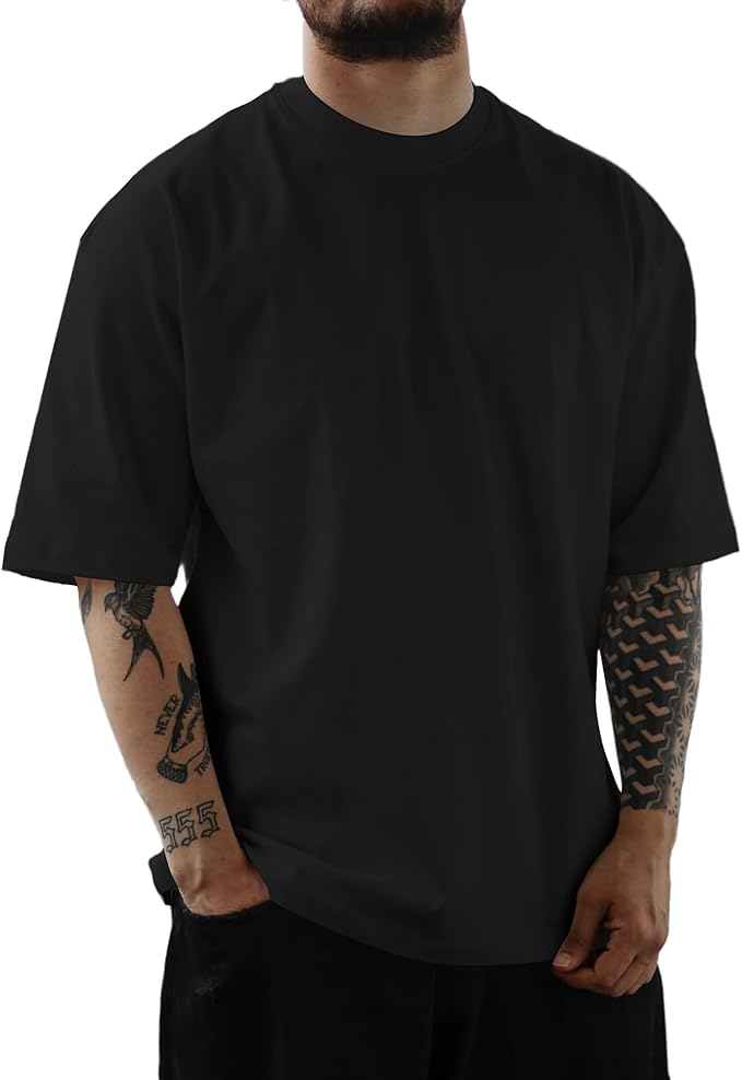 Mens Oversize Short Sleeve T-Shirts Loose Fit Solid Color Lightweight Tee Shirt Athletic Dry Fit Top