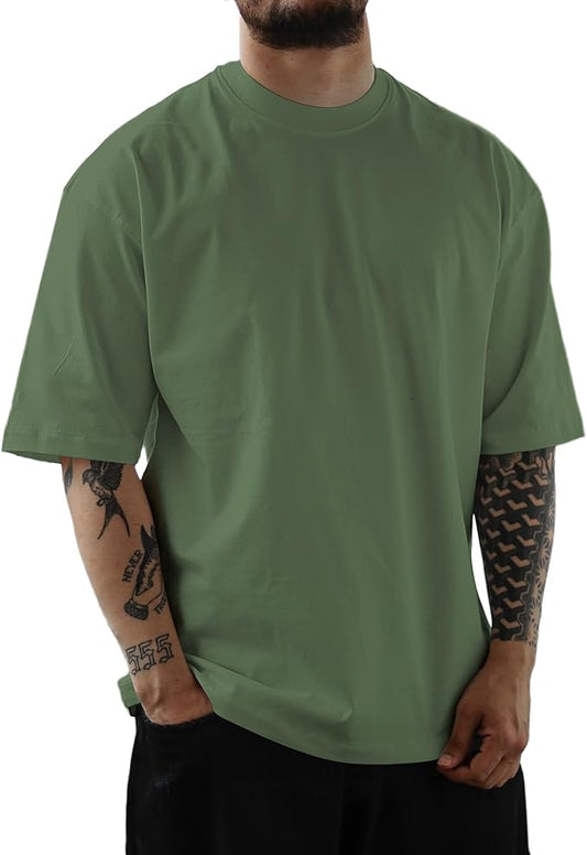 Mens Oversize Short Sleeve T-Shirts Loose Fit Solid Color Lightweight Tee Shirt Athletic Dry Fit Top