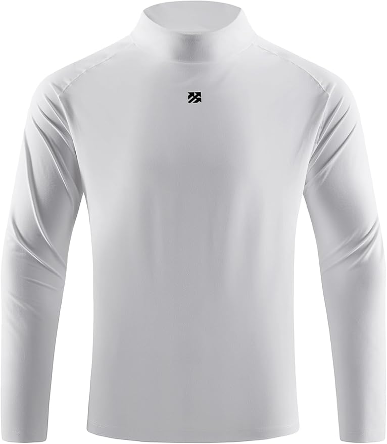 Mens Long Sleeve Turtleneck Workout Shirts Moisture Wicking Mock Neck Double Sides Brushed T-Shirts