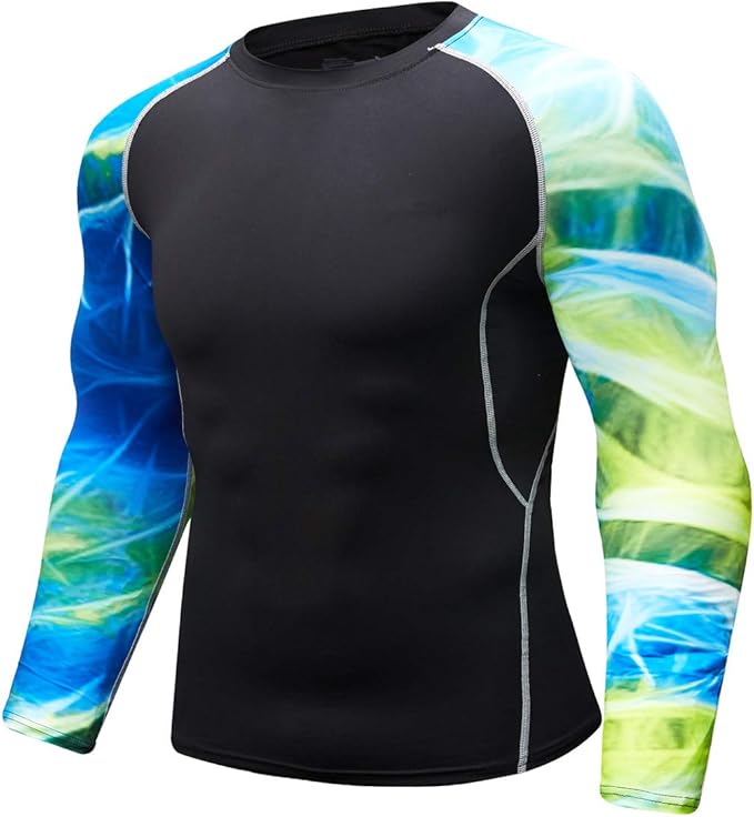 Men's Soft Fit Long Sleeve Workout Rashguard Cool Dry Compression Fitness Shirt