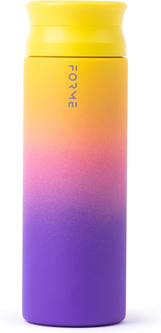 FORME - Shaker, 700ml Stainless Steel Protein Shaker, Double Walled Vacuum Insulated, Cold and Hot Drinks, Silent & Leak Proof, Fits Most Cup Holders (Gradient Purple/Pink/Yellow)