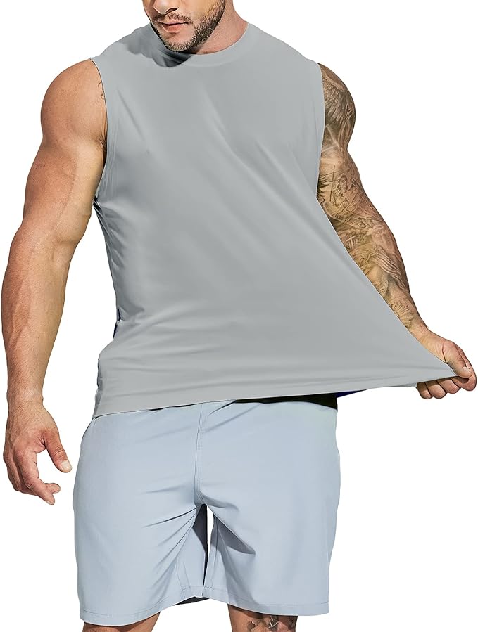 MIER Men's Workout Tank Tops UPF 50+ Swim Shirts Quick Dry Running Sleeveless UV Protection Muscle Tees