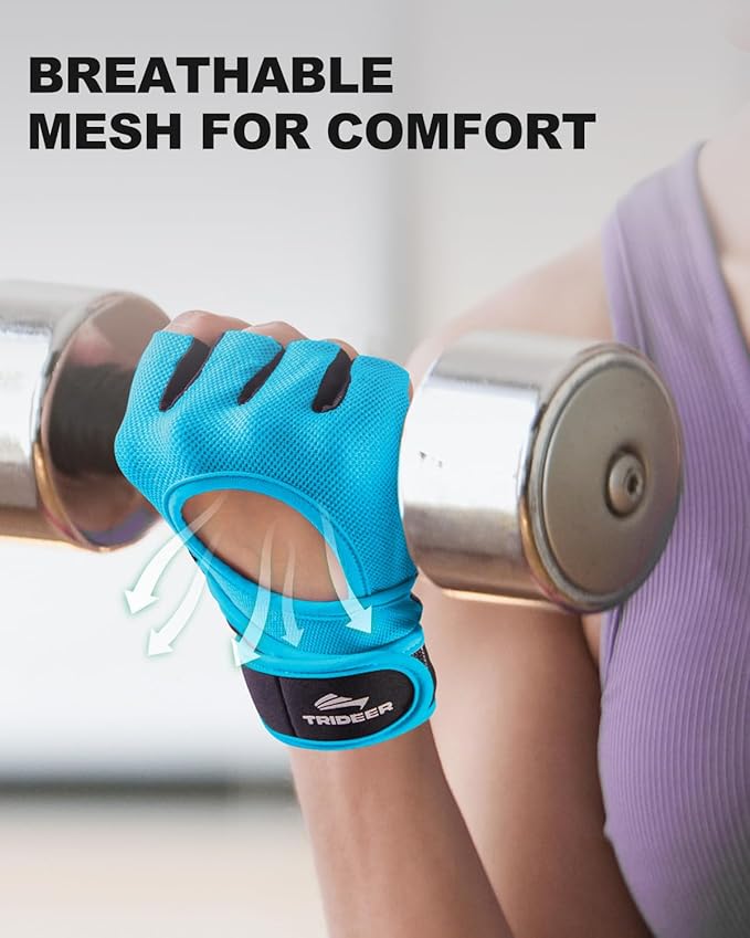 Trideer Weight Lifting Gloves for Women Men with Wrist Support, Workout Gloves Women Full Palm Protection for Gym Training, Fitness, Weightlifting & Pull Ups