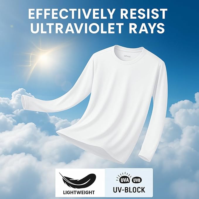 Men's Long Sleeve Moisture Wicking Athletic Shirts, Dry Fit Long Sleeve UV Protection Shirts Men for Workout, Running, Hiking