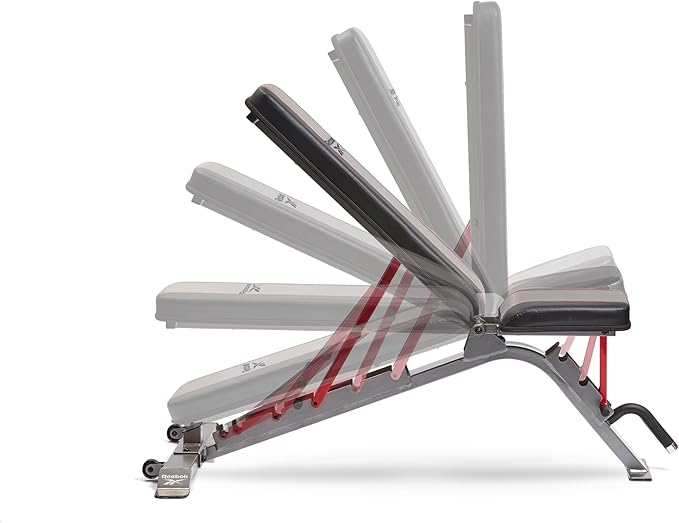 Reebok Fitness Strength Training Bench with Wipeable Padding, Non-slip Feet, 330lb Weight Capacity, Bench for Seated and Bridging Exercises