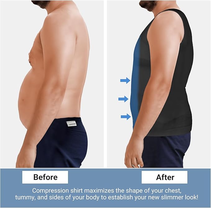Gynecomastia Compression Shirt Men, Slimming Undershirt Compression Tank Top Mens Shapewear Body Shaper