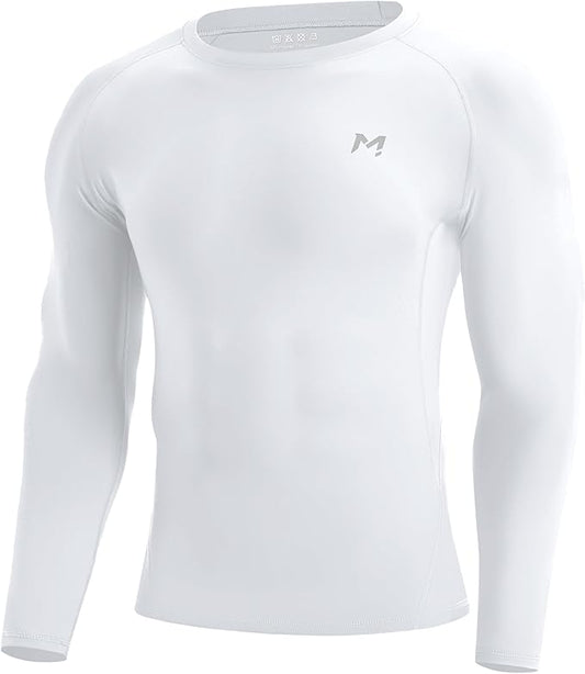 Mens Compression Shirt Long Sleeve Quick Dry Athletic Workout Gym T-Shirt SPF Running Top Sport Undershirt Base Layer