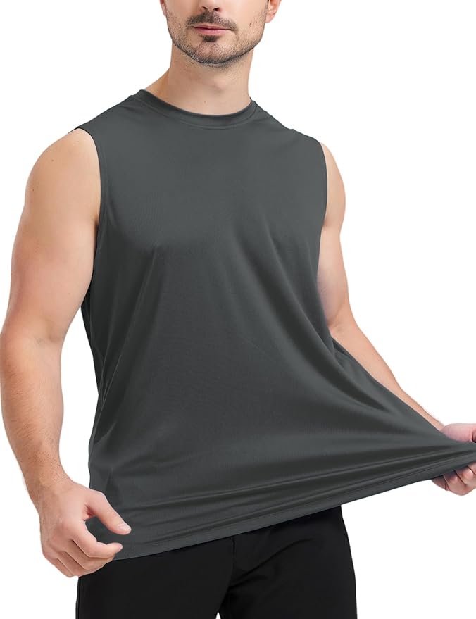 Men's Sleeveless UPF 50+ Swim Shirts Quick Dry Workout Tank Top UV Protection Running Gym Muscle T Shirts