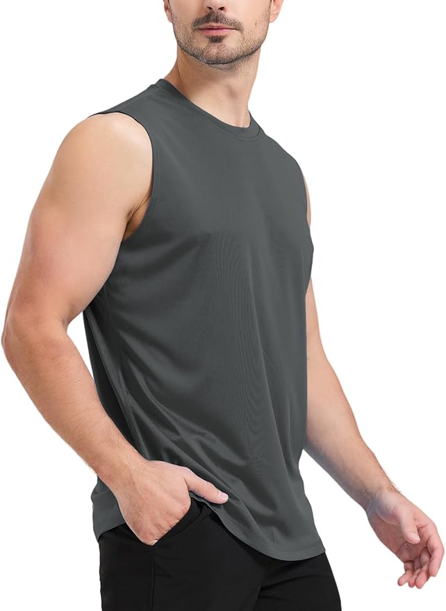 Men's Sleeveless UPF 50+ Swim Shirts Quick Dry Workout Tank Top UV Protection Running Gym Muscle T Shirts