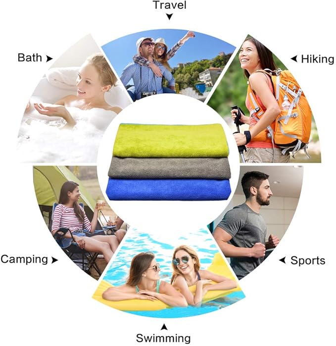 SINLAND Microfiber Gym Towels Sports Fitness Workout Sweat Towel Super Soft and Absorbent 3 Pack 16 Inch X 32 Inch