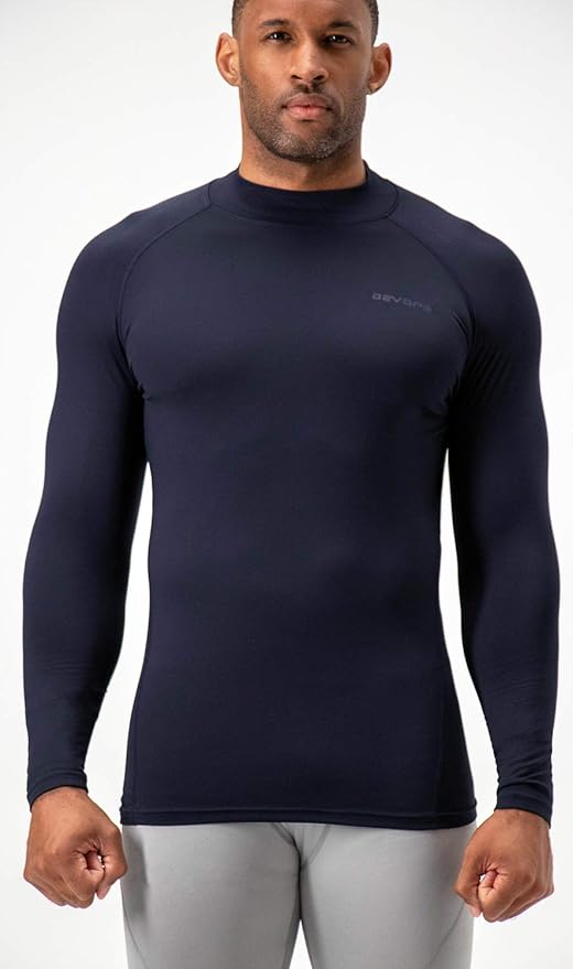 DEVOPS 2 Pack Men's Thermal Turtle Mock Neck Shirts, Compression Long Sleeve Tops and Hoodies