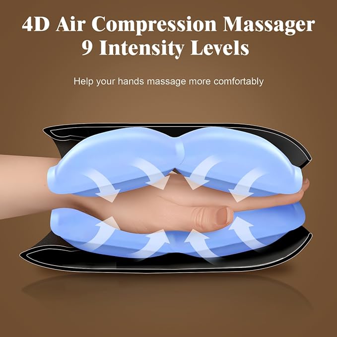 Hand Massager, 9 Modes 9 Intensities Hand Massage, Cordless Hand Massager for Arthritis and Carpal Tunnel, Gift for Men Women Parents Relaxation at Office,Black
