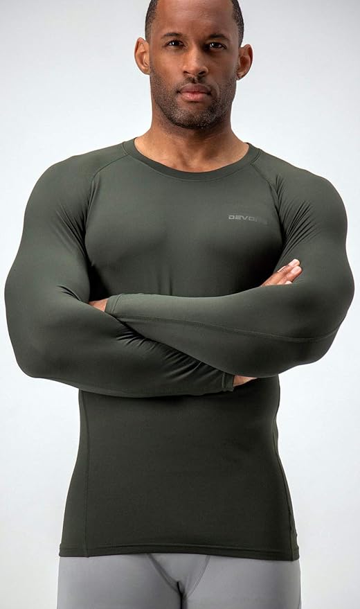 DEVOPS 2 Pack Men's Thermal Long Sleeve Compression Shirts